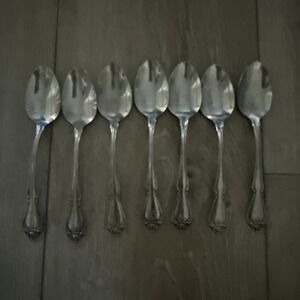 Set of 7 Oneida Stainless Teaspoon Arbor Rose True‎ Rose Flatware Glossy 6in